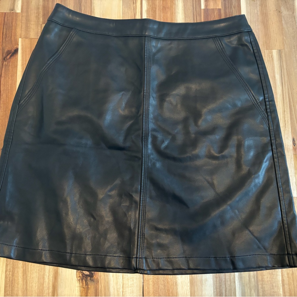 Loft Black leather skirt